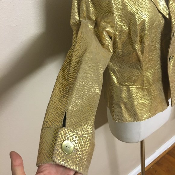 Vintage Di Vita Gold Metallic Suede snake Python Jacket suit coat blazer - Picture 4 of 10